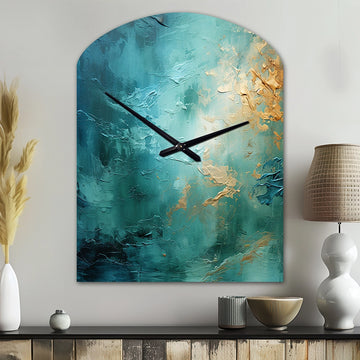 Teal Oasis III - Asymmetric Metal Wall Clock
